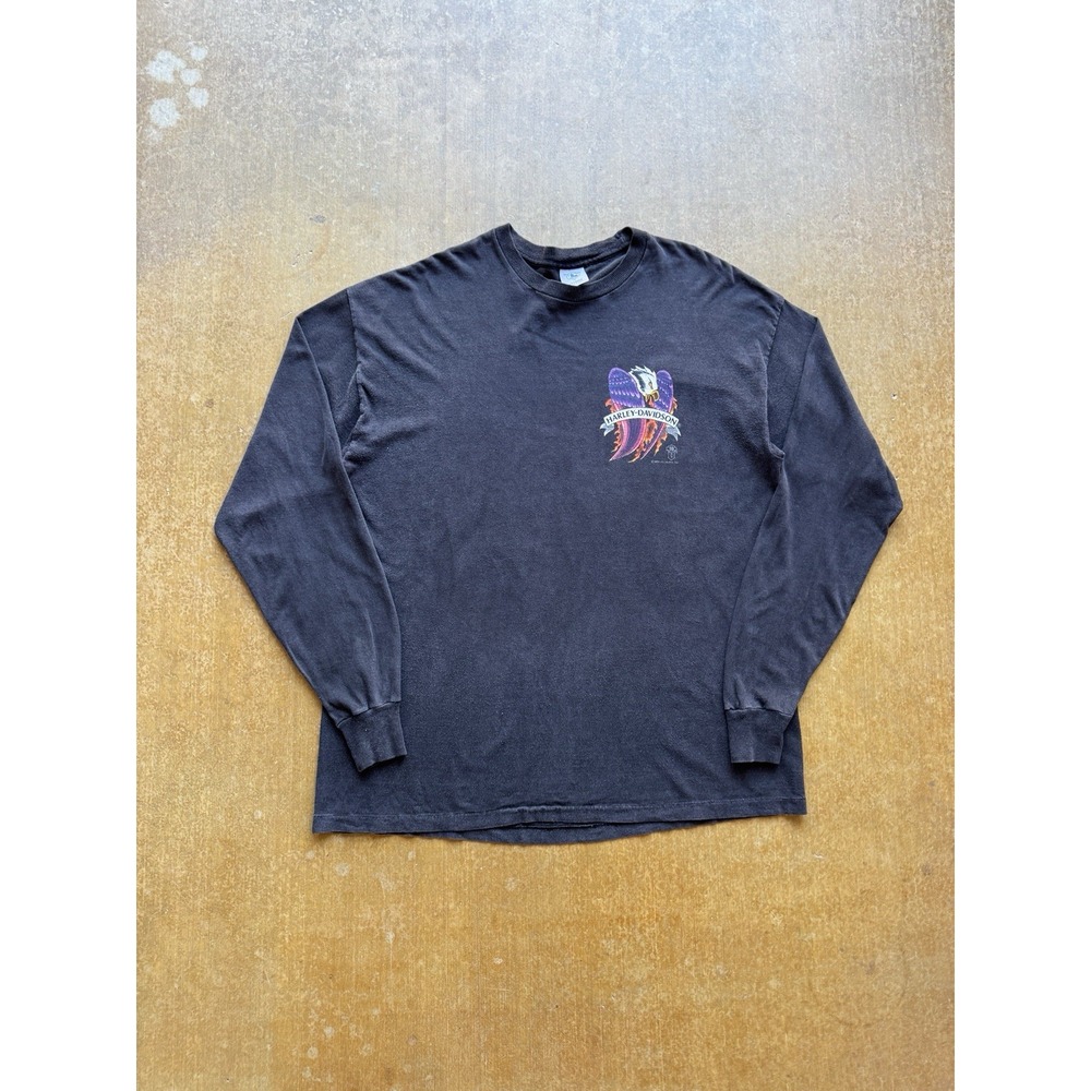 VTG 80s Harley Davidson California Flames Long Sleeve T-Shirt Biker Holoubek (XL